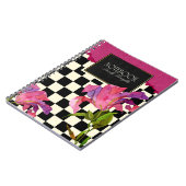 ヴィンテージ市松模様にフローラノート – コテージコア ノートブック (左側)