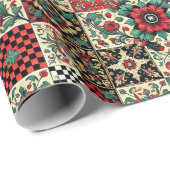 ヴィンテージ市松模様に型 ラッピングペーパー (ロールコーナー)