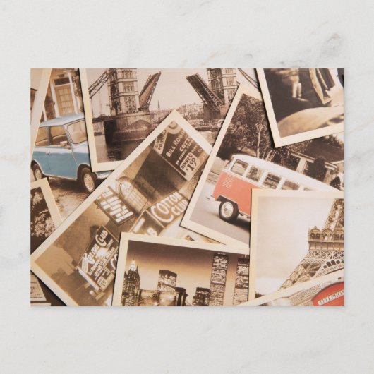 ヴィンテージ市生活フォトコラージュ ポストカード (正面)