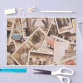 ヴィンテージ市生活フォトコラージュ 薄葉紙 (クラフト)