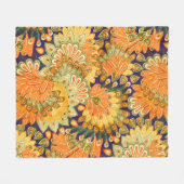 ヴィンテージ布パターン:クローズアップテクスチャ フリースブランケット (正面(横))