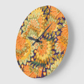 ヴィンテージ布パターン：クローズアップテクスチャ ラージ壁時計 (傾斜)