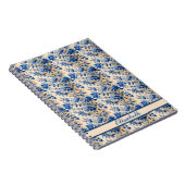 ヴィンテージ布フランスブルーフラワー | お名前 ノートブック (右側)