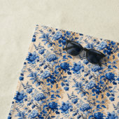 ヴィンテージ布フランスブルーフラワー | お名前 ビーチタオル (インサイチュ)