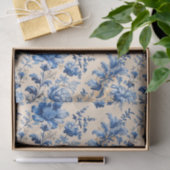 ヴィンテージ布フランスブルーフラワー | お名前 薄葉紙 (ギフト)