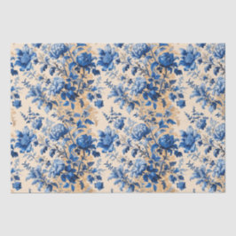 ヴィンテージ布フランスブルーフラワー | お名前 薄葉紙