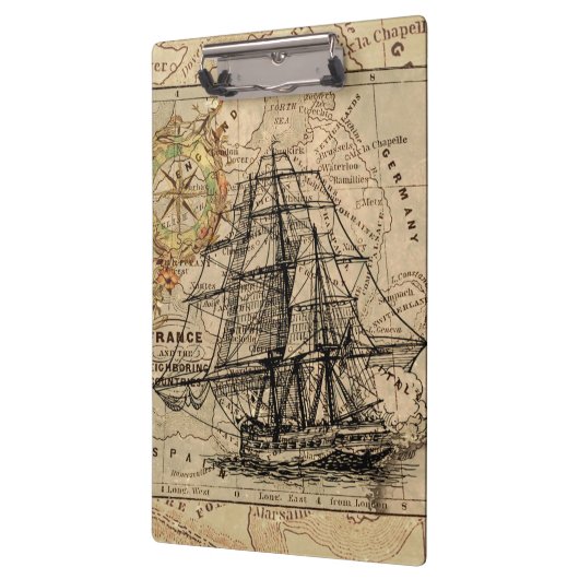 ヴィンテージ帆船とヨーロッパの古い船 クリップボード (左)