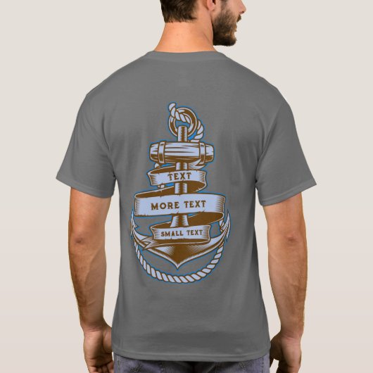ヴィンテージ帆船アンカーロープバナーのカスタマイズ Tシャツ (裏面)