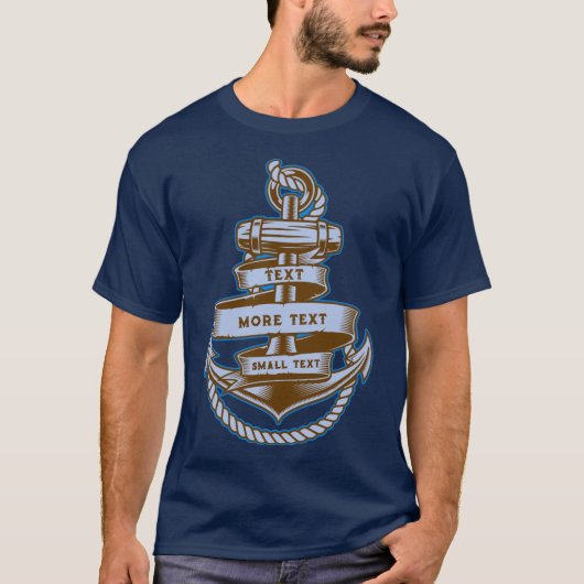 ヴィンテージ帆船アンカーロープバナーのカスタマイズ Tシャツ (正面)