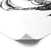 ヴィンテージ帆船インクペンスケッチアート ポスター (角)