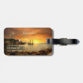 ヴィンテージ帆船サンセット海ラゲッジタグ ラゲッジタグ (裏面横)