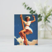 ヴィンテージ帆船セーリングピンアップガール ポストカード (スタンド正面)