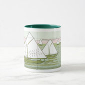 ヴィンテージ帆船タイルアートコーヒーマグ マグカップ (中央)