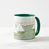 ヴィンテージ帆船タイルアートコーヒーマグ マグカップ (正面右)