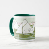 ヴィンテージ帆船タイルアートコーヒーマグ マグカップ (正面左)