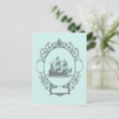 ヴィンテージ帆船ボーイ海賊誕生日パーティー ポストカード (スタンド正面)