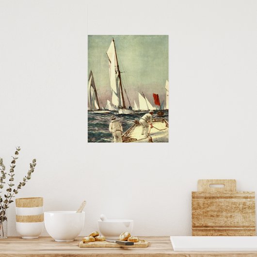 ヴィンテージ帆船メンズセーリングアンティークウィリーストワー ポスター (キッチン)