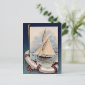 ヴィンテージ帆船救命具、ロープ及びいかり ポストカード (スタンド正面)