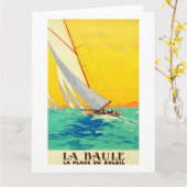 ヴィンテージ帆船旅フランスの行はがき カード (黄色い花)