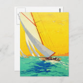 ヴィンテージ帆船旅フランスの行はがき ポストカード (正面/裏面)