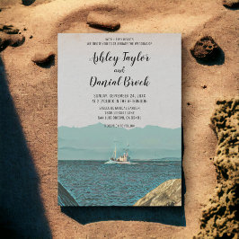 ヴィンテージ帆船海軍の目的地の結婚式 招待状