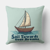 ヴィンテージ帆船航海の感動的引用文 クッション (裏面)