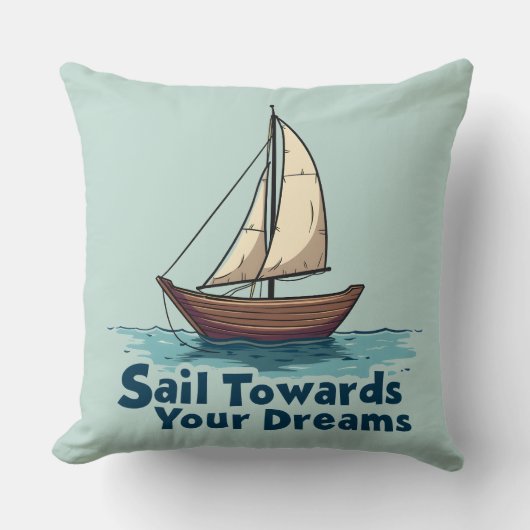 ヴィンテージ帆船航海の感動的引用文 クッション (正面)