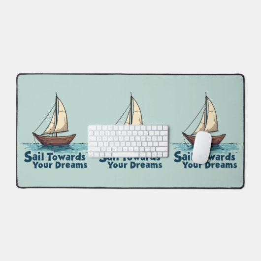 ヴィンテージ帆船航海の感動的引用文 デスクマット (キーボード&マウス)