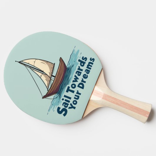 ヴィンテージ帆船航海の感動的引用文 卓球ラケット (横)