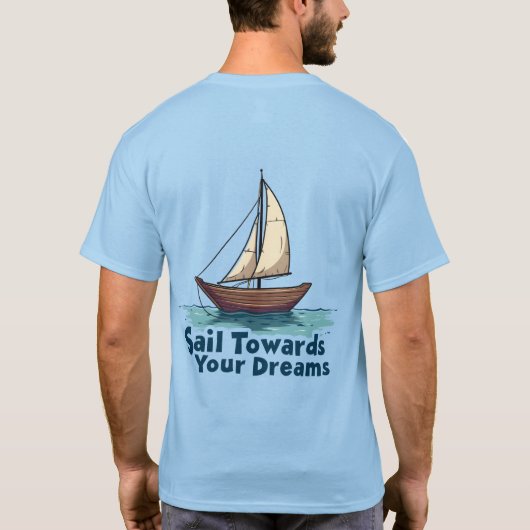 ヴィンテージ帆船航海の感動的引用文 Tシャツ (裏面)