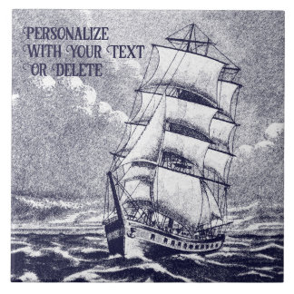 ヴィンテージ帆船船航海のスケッチ海軍 タイル