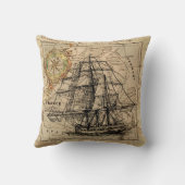 ヴィンテージ帆船&コンパス  クッション (裏面)