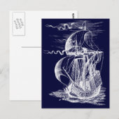 ヴィンテージ帆船 ポストカード (正面/裏面)