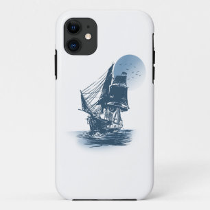 ヴィンテージ帆船 – 背景色の選択 iPhone 11 ケース