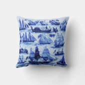 ヴィンテージ帆船、船舶、ネイビーブルー航海の クッション (裏面)