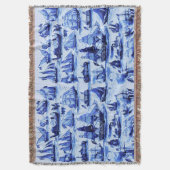 ヴィンテージ帆船、船舶、ネイビーブルー航海の スローブランケット (正面縦)