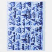 ヴィンテージ帆船、船舶、ネイビーブルー航海の フリースブランケット (正面)