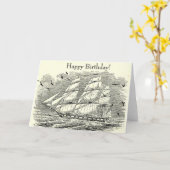 ヴィンテージ帆走船版木、銅版、版画誕生日 カード (黄色い花)