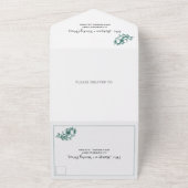 ヴィンテージ常緑フローラフレーム白結婚色 オールインワン招待状 (外側)