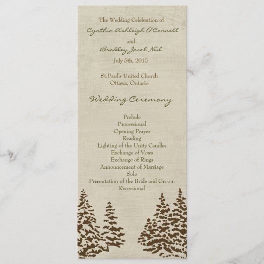 ヴィンテージ常緑結婚式 プログラム (正面)