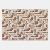 ヴィンテージ帽とパイプ付き紳士 ラッピングペーパーシート (正面3)