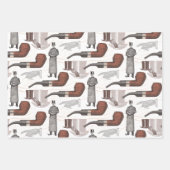 ヴィンテージ帽とパイプ付き紳士 ラッピングペーパーシート (正面2)