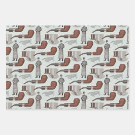 ヴィンテージ帽とパイプ付き紳士 ラッピングペーパーシート