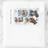 ヴィンテージ帽子の女性シール 長方形シール (バッグ)