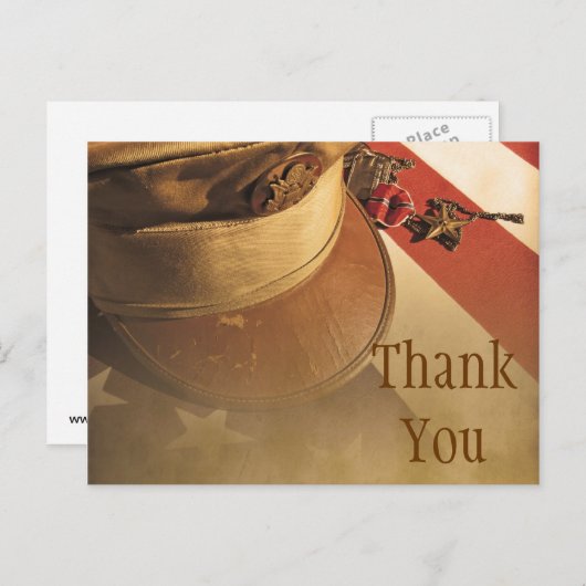 ヴィンテージ帽子、国旗とメダル退役軍人の日はがき ポストカード (正面/裏面)