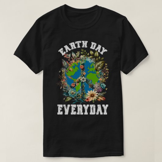 ヴィンテージ平和サイン地球の日の毎日 Tシャツ (デザイン正面)