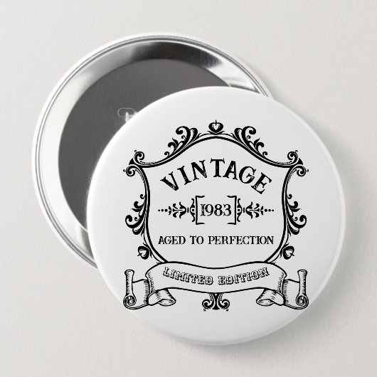 ヴィンテージ年完熟年カスタム誕生年 缶バッジ (正面&裏面)