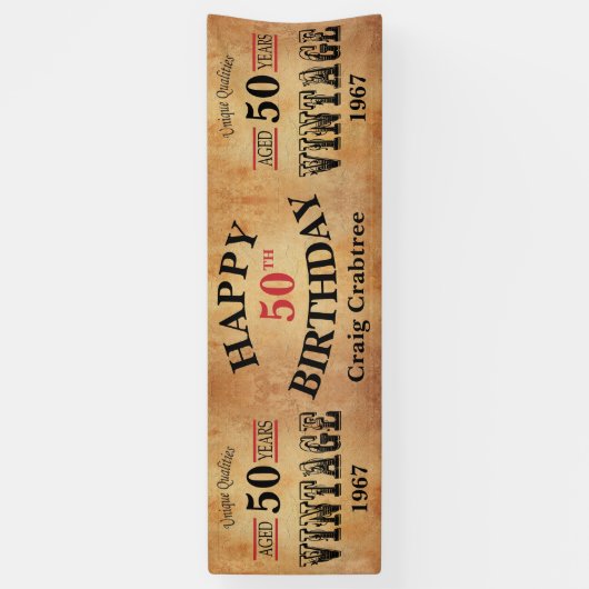ヴィンテージ年齢および年の誕生日のデザイン 横断幕 (縦)