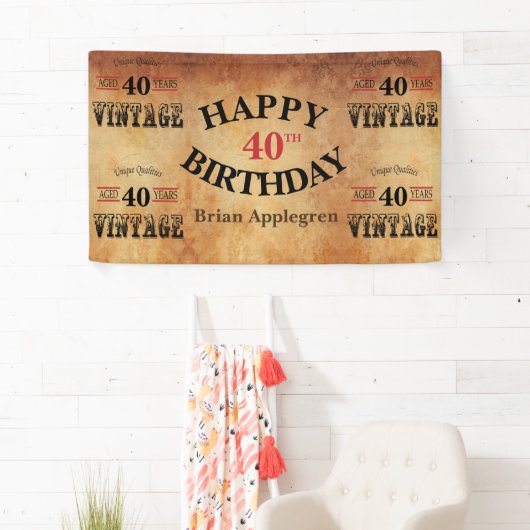 ヴィンテージ年齢の誕生日のデザイン4 横断幕 (インサイチュ)