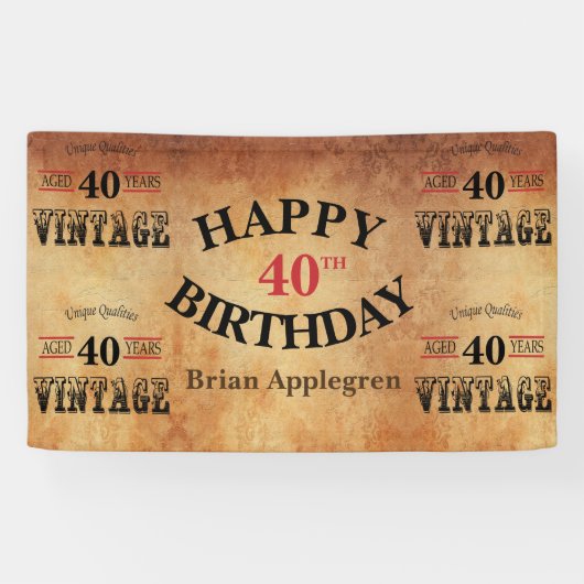ヴィンテージ年齢の誕生日のデザイン4 横断幕 (横)